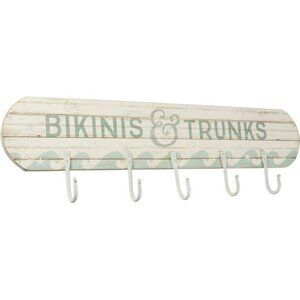 New BIKINIS & TRUNKS wood wall rack with metal hooks